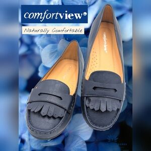 New Comfortview Navy Loafers Size 7M Fringe Strap Moccasin Style Comfort Insole